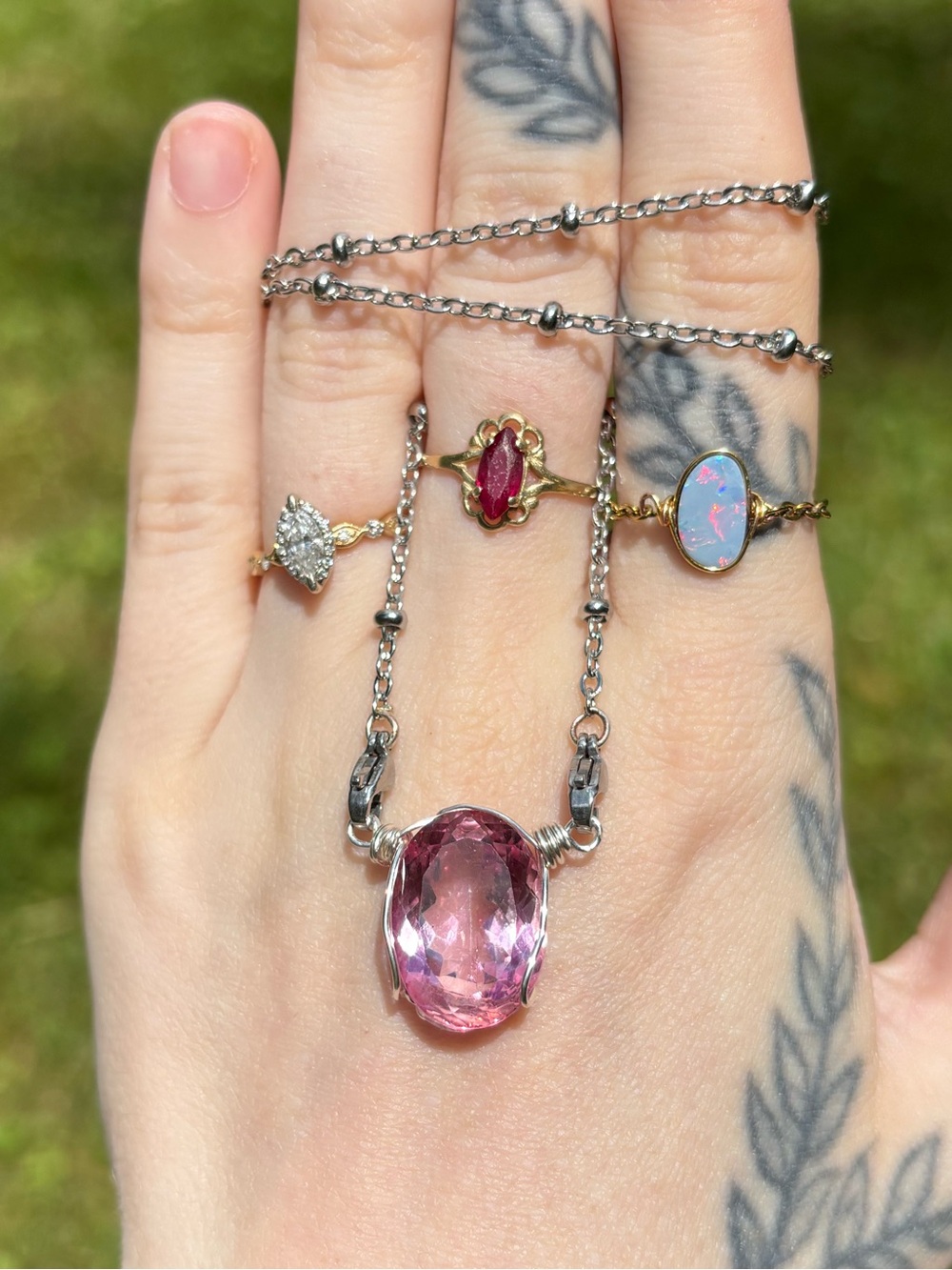 Pink topaz interchangeable necklace